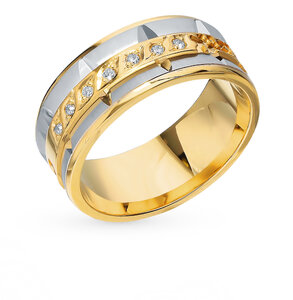 Золотое обручальное кольцо с бриллиантами Московский ювелирный завод Новокузнецк