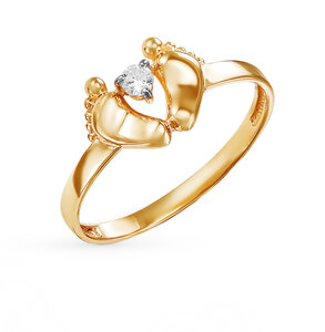 Золотое кольцо с фианитами SUNLIGHT Линии любви Новокузнецк