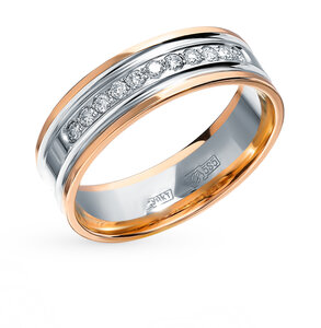 Золотое обручальное кольцо с бриллиантами Красно золото Истра