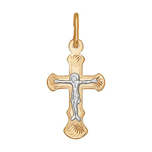 Золотой православный крестик с распятием Кристалл Калуга