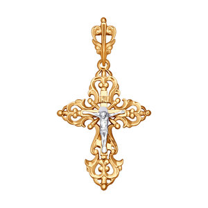 Золотой православный крестик с распятием Линии любви Красноярск