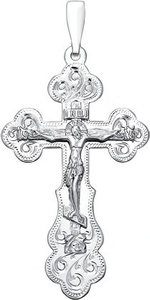 Серебряный православный крестик с распятием Адамас Тула