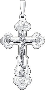 Серебряный православный крестик с распятием Адамас Коломна