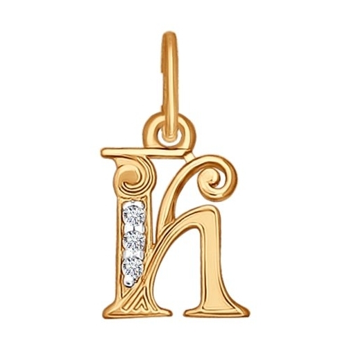 SOKOLOV Кулон-буква «К» с фианитами 585 золотой Краснокамск