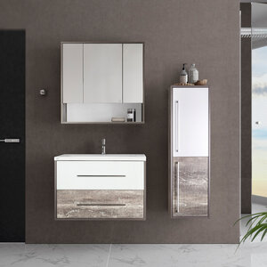 Мебель для ванной Style Line Экзотик 80 Plus подвесная, белая, экзотик (Тумба с раковиной + зеркало) 932013