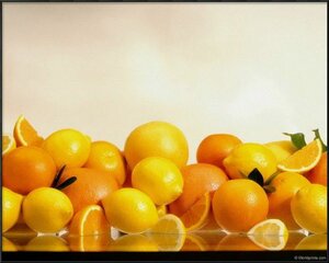 Картина в раме Апельсины, 108x86, Апельсины, Кухня (еда, напитки), Цветная