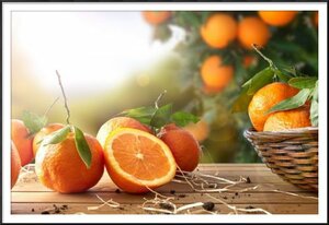 Картина в раме Апельсины, 108x72, Апельсины, Кухня (еда, напитки), Цветная
