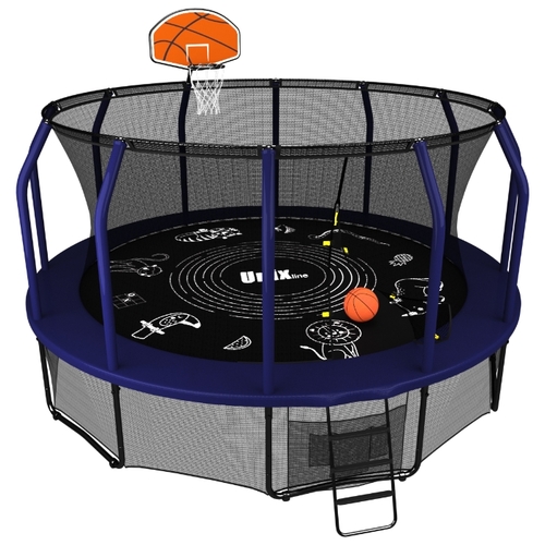 Каркасный батут Unix Line 12ft Supreme Game с баскетбольным кольцом 366х366х269 см