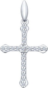 Женский серебряный декоративный крест бижутерия