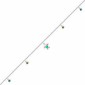 Серебряный браслет цепь на ногу с подвесками SOKOLOV 94050521_s с фианитами, размер 23-26 мм 907025