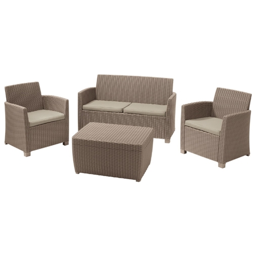 Комплект мебели Allibert Corona Set With Cushion Box (диван, 2 кресла, стол) 911601