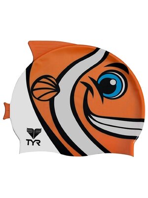 Шапочка для плавания детская TYR Charactyrs Happy Fish Cap (O/S, 810 Оранжевый)