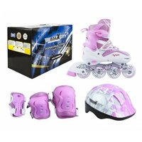 Набор роликовых коньков с защитой MaxCity Volt Combo pink 913701