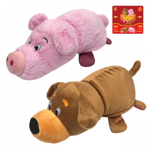 Мягкая игрушка 1 TOY Вывернушка 2019 Символы года Собака-Свинья 35 см