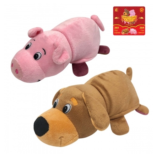 Мягкая игрушка 1 TOY Вывернушка 2019 Символы года Собака-Свинья 20 см 919305