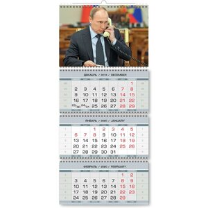 Календарь квартальный трехблочный настенный 2020 год Путин В.В. (345x840 мм) 920625