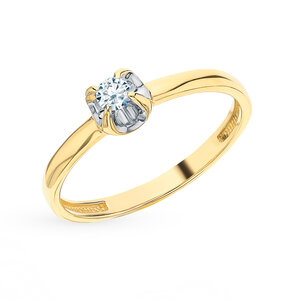 Золотое кольцо «Бриллианты Якутии» SUNLIGHT (модель 0496-K5Y-01)