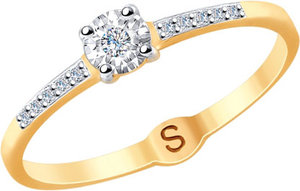 Золотое помолвочное кольцо SOKOLOV 1011713_s с бриллиантами, размер 16 мм