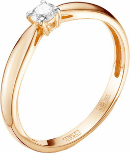 Золотое помолвочное кольцо Vesna jewelry 1274-151-00-00 с бриллиантом, размер 16,5 мм