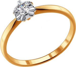 Золотое помолвочное кольцо SOKOLOV 1011307_s с бриллиантом, размер 16 мм