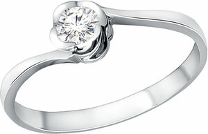 Платиновое помолвочное кольцо Эстет 01K695759 с бриллиантом, размер 16 мм