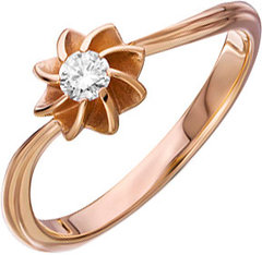 Золотое помолвочное кольцо Уральский ювелирный завод 1-02280-011 с бриллиантом, размер 17,5 мм