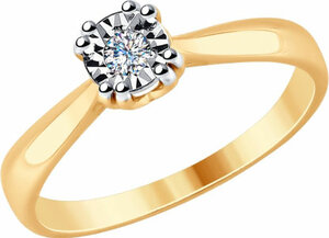Золотое помолвочное кольцо SOKOLOV 1011766_s с бриллиантом, размер 17,5 мм
