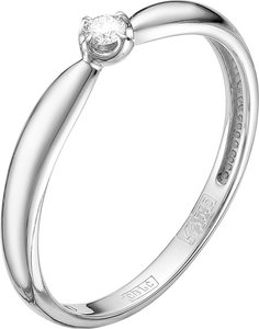Помолвочное кольцо из белого золота Vesna jewelry 1054-251-00-00 с бриллиантом, размер 16,5 мм