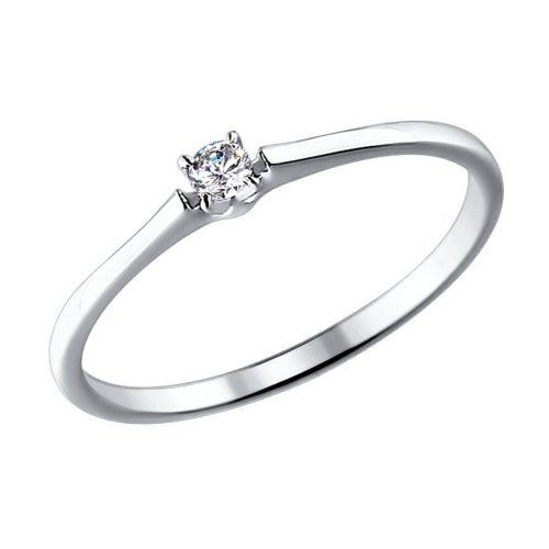 SOKOLOV Помолвочное кольцо из белого золота с бриллиантом 1011355