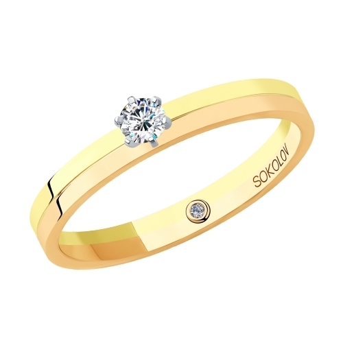 SOKOLOV Помолвочное кольцо из комбинированного золота с бриллиантами 1014061-01