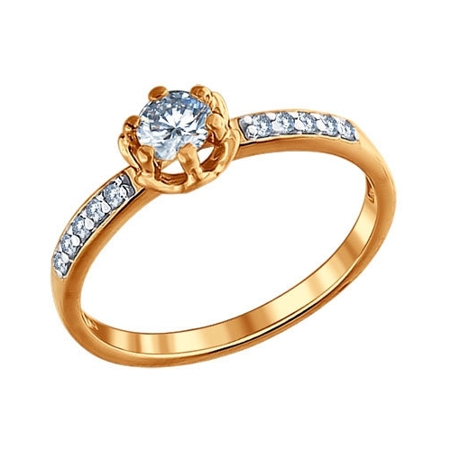 SOKOLOV Помолвочное кольцо из золочёного серебра с фианитами 93010396