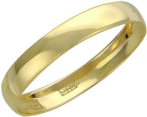 Золотое обручальное парное кольцо Эстет 01O030182, размер 16,5 мм