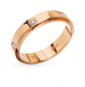 Золотое обручальное кольцо с бриллиантами Красно золото Королев