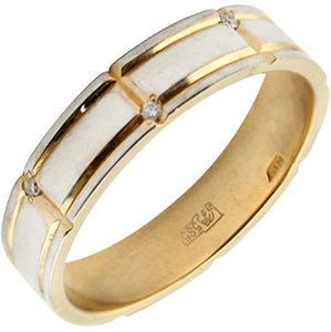 Золотое обручальное парное кольцо Русское Золото 01011768-1 с бриллиантами, размер 17 мм 923087