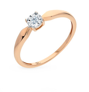 Золотое кольцо с бриллиантами SUNLIGHT Русское золото 