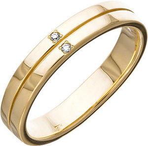 Золотое обручальное кольцо Уральский ювелирный завод 1-05034-014 с бриллиантами, размер 15,5 мм