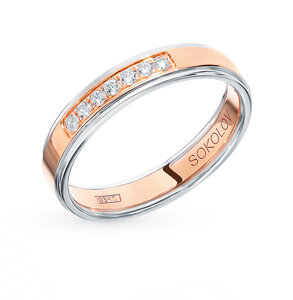 Золотое кольцо с фианитами SOKOLOV «Обручальные кольца» (модель 114108-01*) 922903
