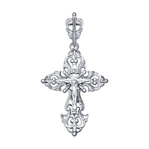 Православный крестик с распятием из белого золота SOKOLOV 121227_s 926379