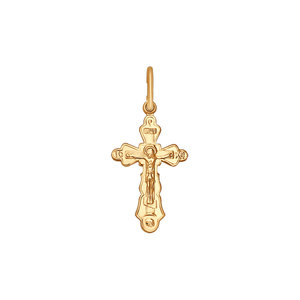 Золотой православный крестик с распятием Красно золото Голицыно