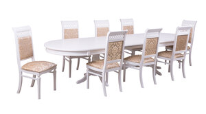 Обеденная группа для столовой и гостиной Mebwill Стол Верона + 8 стульев Флоренция 1 Белый 932507