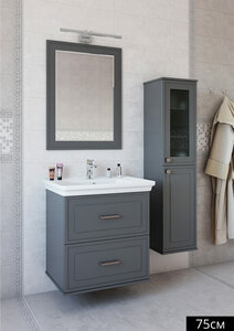 Мебель для ванной Sanflor Модена 75 серая (Тумба с раковиной + зеркало) 932023