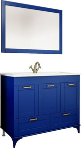 Мебель для ванной Sanflor Ванесса 105 напольная, индиго (Тумба с раковиной + зеркало)