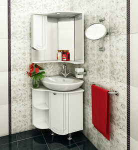 Мебель для ванной Runo Бис 40 L угловая (Тумба с раковиной + зеркало)