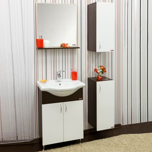 Мебель для ванной Sanflor Мокко 60 венге, белая (тумба с раковиной + зеркало) 932091