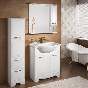 Мебель для ванной Runo Кантри 65 белая (тумба с раковиной + зеркало)
