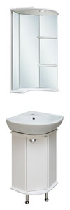 Мебель для ванной Runo Браво 40 угловая (Тумба с раковиной + зеркало)