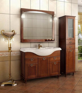Мебель для ванной Акватон Наварра 105 орех (Тумба с раковиной + зеркало)