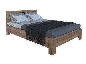 Двуспальная кровать СБК Кровать Гарда NEW Коричневое дерево ,140х200 см, С основанием, Без подъемного механизма