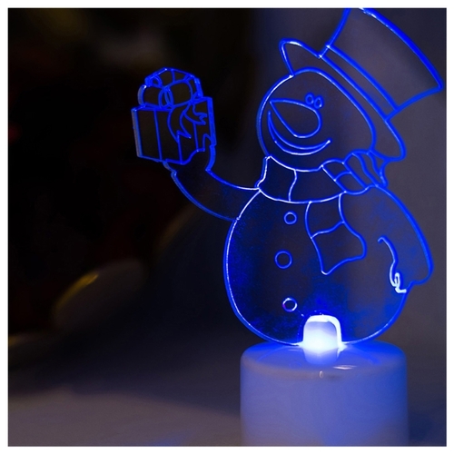 Фигурка NEON-NIGHT Снеговик с подарком 2D 10 см