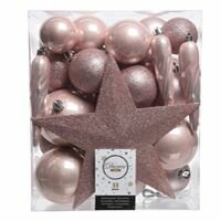 Kaemingk, Набор однотонных елочных шаров и украшений новогодний, цвет: розовый, упаковка 33 шт. 023378